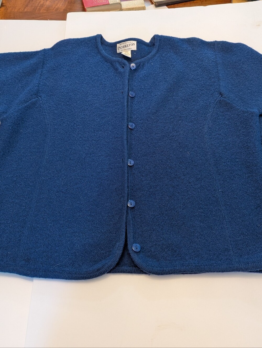 Pendelton Pure Wool Classic Cardigan Sz M. Beautiful Royal Blue In Perfect Shape